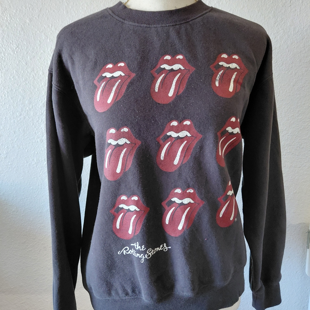 H And M The Rolling Stones Dark Gray Crewneck Sweater